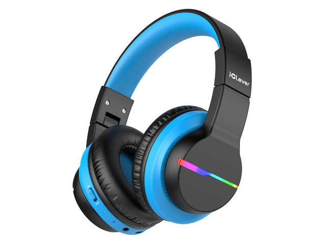 BTH12 Kids Bluetooth Headphones 85H Playtime with LED Lights Travel SafeSound Tech, Stereo Sound, USB C Charging AUX Cable Over Ear Built-in Mic,...