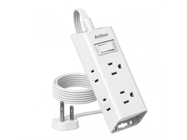 Flat Plug Power Strip with 6 Outlet Extender, 6 FT Extension Cord Flat Wall Plug with Multiple Outlets, No Surge Protector for Cruise Ship, Travel,...