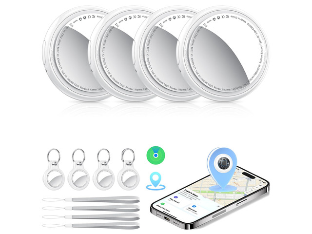 Air Tracker Tags-4 Pack (iOS Only), [Apple MFi Certified] Key Finder Replaceable Battery Bluetooth Tracker Compatible with Apple Find My, Item...