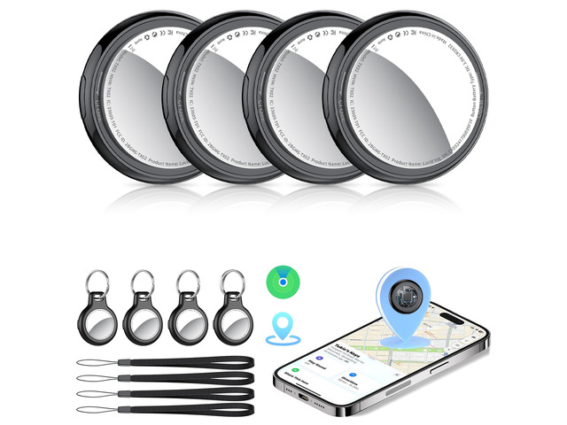Air Tracker Tags-4 Pack (iOS Only), [Apple MFi Certified] Key Finder Replaceable Battery Bluetooth Tracker Compatible with Apple Find My, Item...