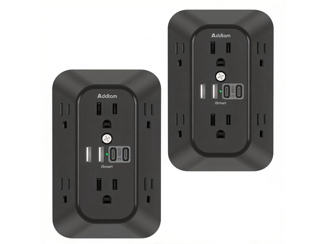 6-Outlet Extender Surge Protector, Multi Plug Wall Outlet with 4 USB Wall Charger(2 USB C Ports), Plug Extension Outlet with 1800J, Outlet Splitter...