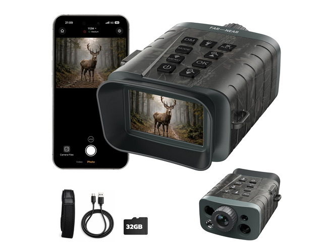 4K Night Vision Binoculars with Rangefinder, WiFi, 1200Yd Measuring Range 1968Ft Night Vision, 18X Digital Zoom, 5000mAh Battery, 32GB Card,...
