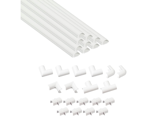 Half Round Cord Hider, Patented Cable Cover, Hide TV Wall Mount Wires, Raceway for Cords, Decorative Wire Covers, Paintable, Adhesive Cable...