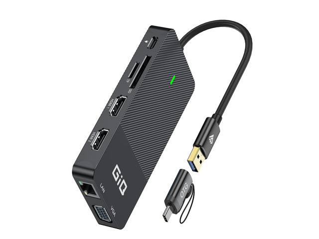 USB 3.0 Docking Station Dual Monitor,2*HDMI HUB Displaylink Dock for Laptop with Ethernet,Cardreader,Triple Display HDMI Splitter Extend Vga C...