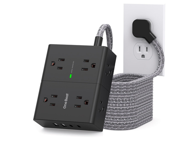 Extension Cord 10 Ft, Surge Protector Power Strip 10 Ft Long Cord 8 Outlets 4 USB Ports(2 USB C) 10Ft Braided Long Extension Cord Flat Plug, Home...