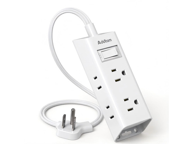 Flat Plug Power Strip with 6 Outlet Extender, 3 FT Extension Cord Flat Wall Plug with Multiple Outlets, No Surge Protector for Cruise Ship, Travel,...