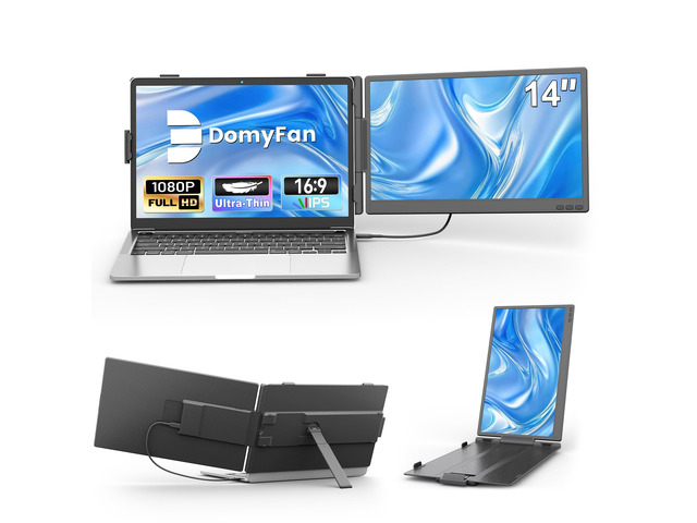 14' Laptop Screen Extender, Ultra-Thin FHD 1080P IPS Dual Portable Laptop Monitor Extender for 13-17' Laptops, Plug & Play with HDMI/USB-A/Type-C,...