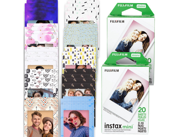 Instax Mini Film 2 Twin Pack Bundled with 40 Moshify Sticker Frame
