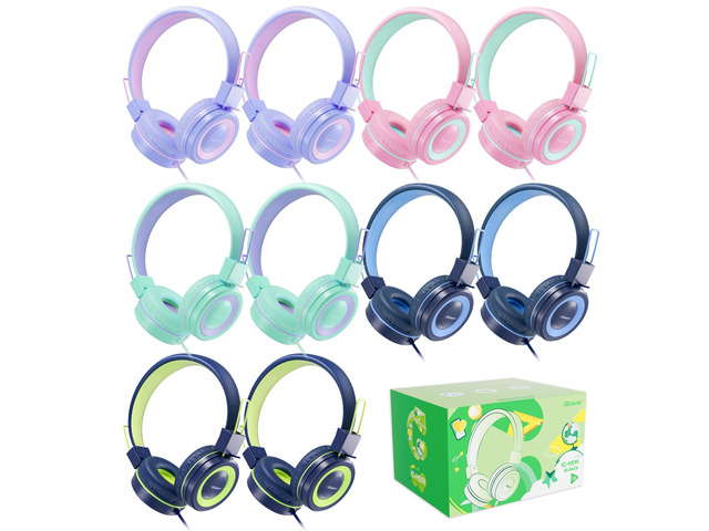 Kids Wired Headphones Bulk 10-Pack for School K-12 & Teachers, Bending Resistance Durable, 94dBA Safe Volume, Stereo Sound 3.5mm Jack Headphones...