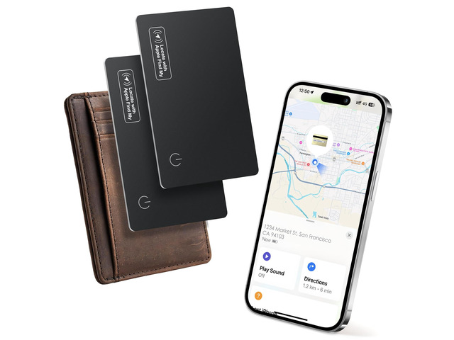 Wallet Tracker Card 2 Pack - Compatible with Apple Find My iOS Only, Bluetooth Tracker, 0.08in Slim, IP68 Waterproof, Item Locator for Luggage,...