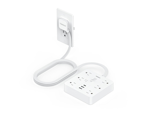 Surge Protector Power Strip, 5Ft Flat Plug Extension Cord, White 6 Outlets and 4 USB Ports (2 USB C), 1700 Joules Surge Protection, Outlet Extender...