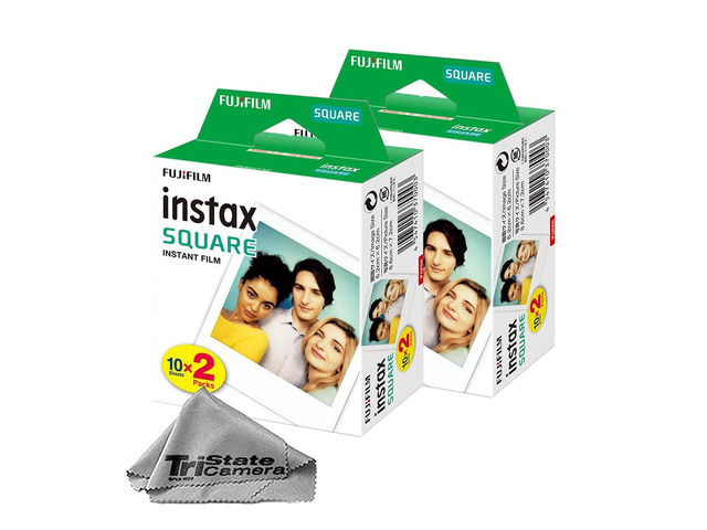 Instax Square Instant Film (40 Sheets) + TSC Microfiber Cleaning Cloth for SQ1, SQ6, SQ10, SQ20 & Square Link Printers