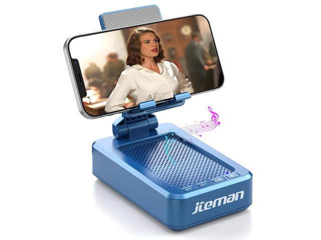 Bluetooth Speaker with Cell Phone Stand,Big Sound & Clear Bass Foldable Stand & Phone Speaker Amplifier for iPhone/Android, Home Office,Video Calls...