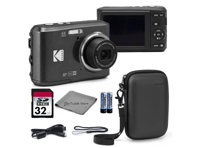 PIXPRO FZ45 Digital Camera Black, 16MP Point & Shoot with 4X Optical Zoom, 27mm Wide Angle, 2.7 Inch LCD, 1080p Video Bundle with Tudak Compatible...