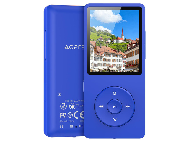A02S 16GB MP3 Player, 65 Hours Playback Music Player, Dark Blue Lossless Sound, Supports up to 128GB