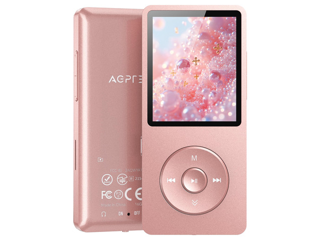 A02S 16GB MP3 Player, 65 Hours Playback Music Player, Rose Gold Lossless Sound, Supports up to 128GB