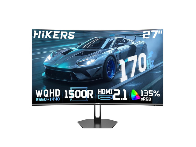 27 Inch Curved Monitor 170Hz 144Hz, 2K 1440P Computer Gaming Monitor HDMI 2.1×2 DP 1.4×1, AI CrossHair Fast VA 4000:1 Contrast, for FPS Games and...