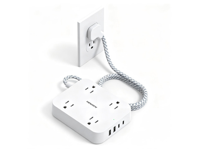 3Ft Short Power Strip with 4 USB Ports(2 USB C), 4 Widely Spaced AC Outlets Cruise Ship Approved, Wall Mount Desk Charging Station for Office,...