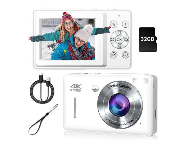 Digital Camera, 44MP Compact Camera, FHD 1080P Point and Shoot Digital Cameras with 16X Zoom, Face Detect, Smile Capture, Anti Shake, for Boys...