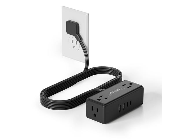 6Ft Thin Extension Cord, Flat Plug Surge Protector Power Strip Ultra Thin Extension Cord, 4 Outlets & 4 USB (2 USB C), Charging Station for Home,...
