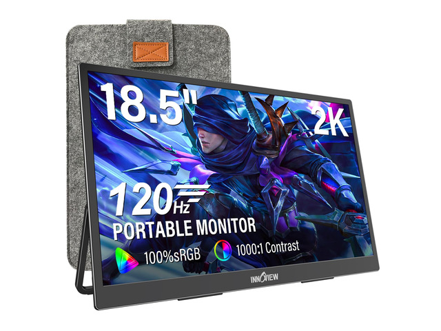 2K Portable Monitor for Laptop 18.5' 2560x1440p QHD 120Hz 100% sRGB USB-C Standard HDMI DP Port Gaming Monitor,HDR Travel External Second Screen...