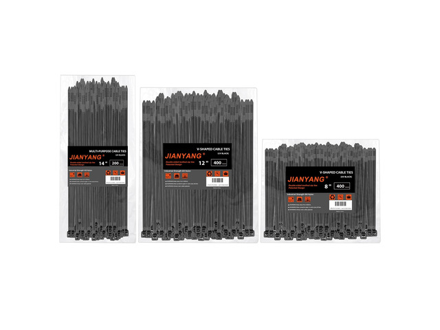 Zip Ties Assorted Size,8+12+14 Inch V-Shaped Toothed Double Sided Toothed,100 LBS Tensile Strength Heavy Duty Cable Wire Ties More Durable Nylon...