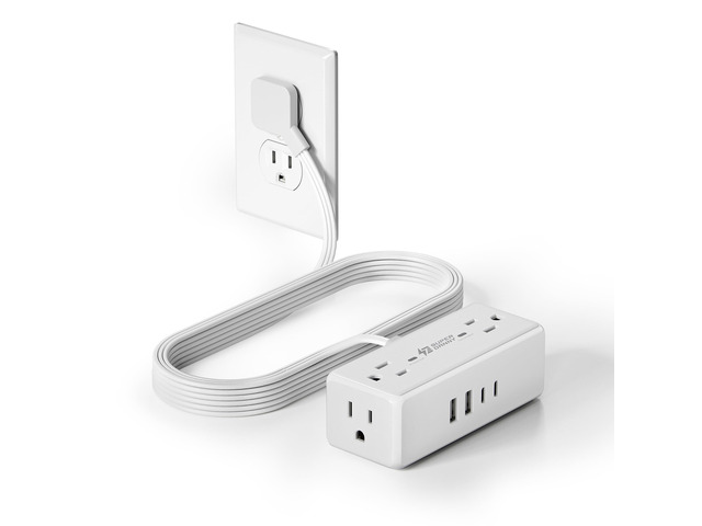 6Ft Thin Extension Cord, Flat Plug Surge Protector Power Strip Ultra Thin Extension Cord, 4 Outlets & 4 USB (2 USB C), Charging Station for Home,...