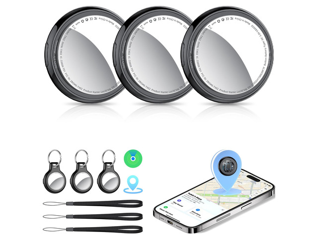 Air Tracker Tags-3 Pack (iOS Only), [Apple MFi Certified] Key Finder Replaceable Battery Bluetooth Tracker Compatible with Apple Find My, Item...