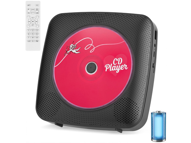CD Player Portable Bluetooth CD Players for Home Rechargeable Desktop Wall Mountable Portable CD Player Dual Speakers 1800mAh Boombox FM Radio MP3...