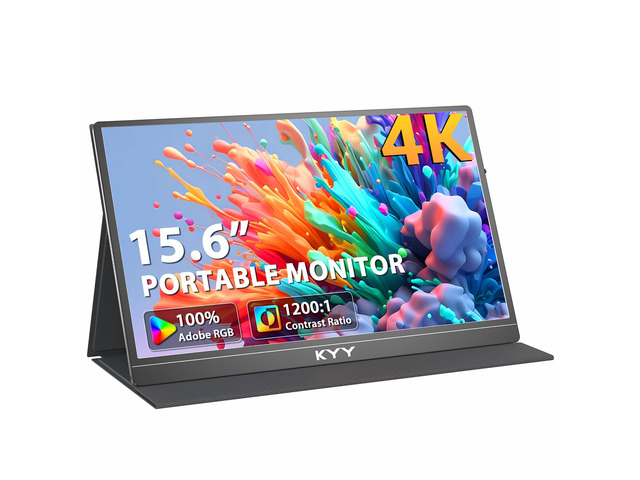 4K Portable Monitor 15.6' UHD IPS Travel Display, Slim & Lightweight Design, HDMI & USB-C Inputs, Perfect for PS5, Xbox, Switch, Laptops, Phones,...
