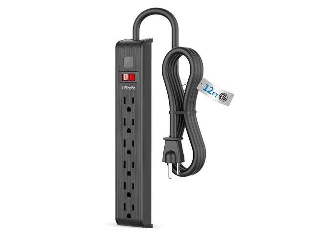 Power Strip Surge Protector, 12 Feet Extension Cord, 600 Joules Surge Protection, Multiple Protection 6 Outlet Strip, ETL Listed 1 Pack