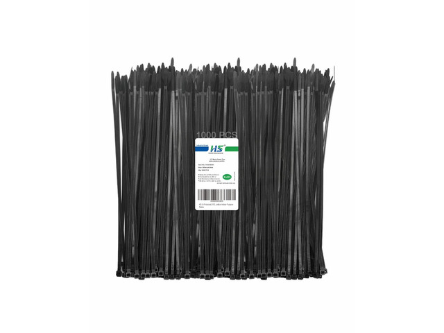 12 Inch Black Zip Ties 1000 Bulk Pack,Nylon Cable Ties 50 LB Strong Wire Tie Wraps Black UV Outdoor Purpose
