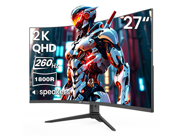 27 Inch QHD 260Hz Curved Gaming Monitor, 1800R VA, Built-in Speakers FreeSync, 120% sRGB, Blue Light, HDMI 2.0, DP 1.4, 100x100 Wall Mount, FPS,...
