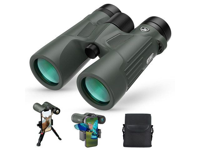 10x42 Binoculars for Adults High Powered with Phone Adapter & Tripod Super Bright, BAK4 Prism, IPX7 Waterproof, for Bird Watching Hunting Cruise...