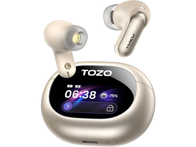 NC20 Pro Active Noise Cancelling Wireless Earbuds, Smart LCD Screen LDAC Hi-Res Audio, Stereo Bass, 6 Mics AI Call Ear Buds, 80H Playtime, IPX8...