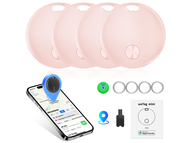 Smart Tracker Tags Works with Apple Find My APP (iOS Only), 4 Pack Global Tracking, 92 dB Sound, Lost Mode, Lost Alerts, Replaceable Battery,MFi...