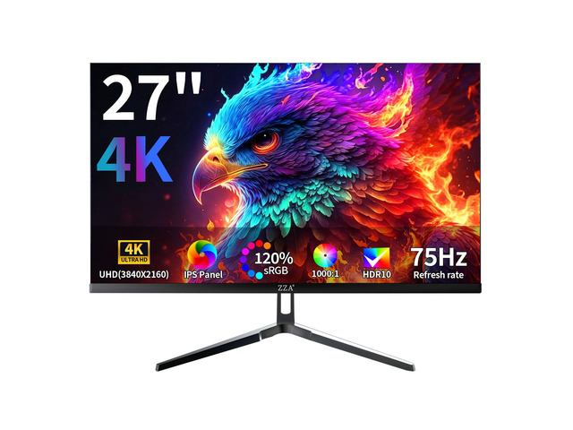 27 inch 4K UHD Monitor,75Hz Refresh Rate,HDR10,HDMI 2.0×2/DP 1.2×2,Compatible with Wall Mounting,Ideal for Business & Office Work