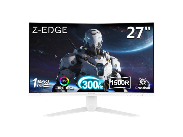 Z-Edge 27 inch White Curved Gaming Monitor, 1080P, 300Hz Computer Screen UG27SW 1500R Curved Computer Monitor, 1ms, FreeSync, Low Blue Light, Dual...