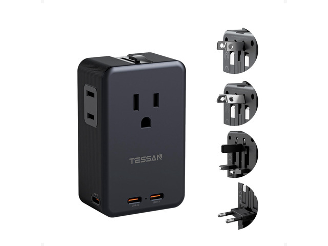 Universal Travel Adapter 70W, Ultra Thin International Power Adapter 3 USB C 1 USB A, Worldwide Plug Adaptor for USA to Europe UK Italy Ireland...