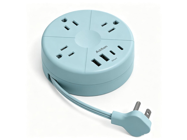 Travel Power Strip - Cruise Ship Essentials with 5ft Retractable Cord Flat Plug Power Strip, 3 Outlets 4 USB (2 USB C), Non Surge Protector for...
