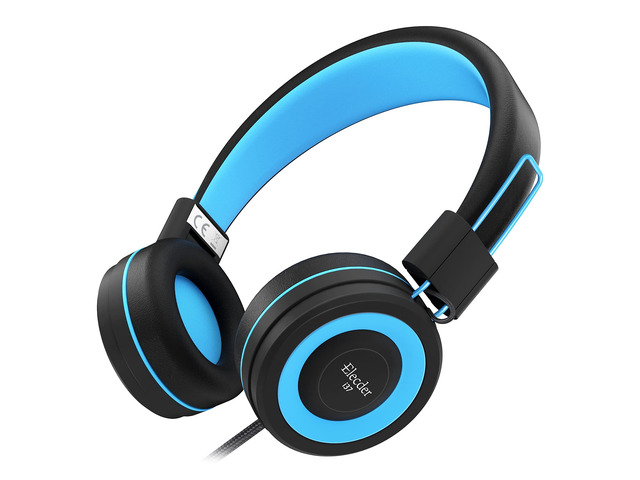 i37 Kids Headphones for School Child Girls Boys Teens, Black/Blue Foldable Adjustable Lightweight, 3.5mm Audio Jack On Ear Headphones for...