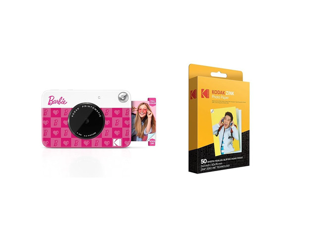 Barbie x Printomatic Full-Color Instant Print Digital Camera + 2'x3' Premium Photo Paper (50 Sheets)