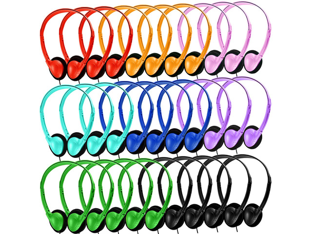 50 Pack Classroom Headphones Bulk for Students Kids Schools, Wholesale Class Set Durable Wired Earphones for Students Children Toddler Teens Boys...