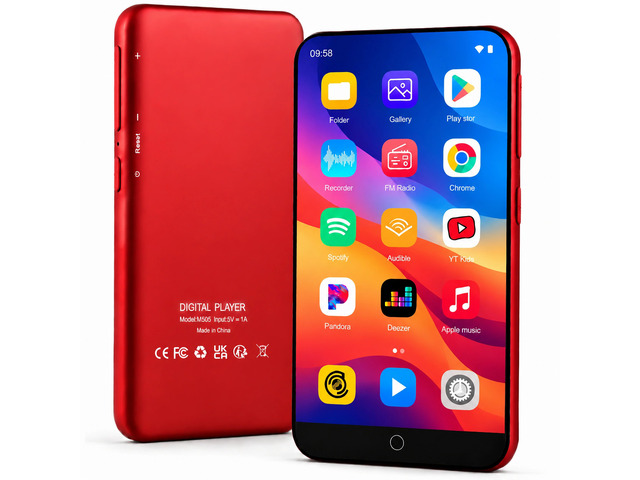 80GB MP3 Player with Bluetooth and WiFi, Android OS, 4' Touch Screen Spotify Music & Video Player, Built-in Speaker, FM Radio, MP4 Player for Kids