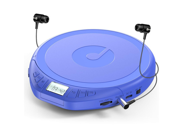 Portable CD Player with Earphones CD Player for Car Support MP3 CD Dsicman with Anti-Skip Shockproof with LCD Display Support PROG Memory Repeat...