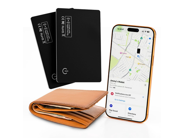 2Pack Wallet Tracker Air Card Tag Tracker Card Ultra Slim 0.07in, IP68 Waterproof Travel Credit Card Design Works with Find My for Wallets, Keys,...