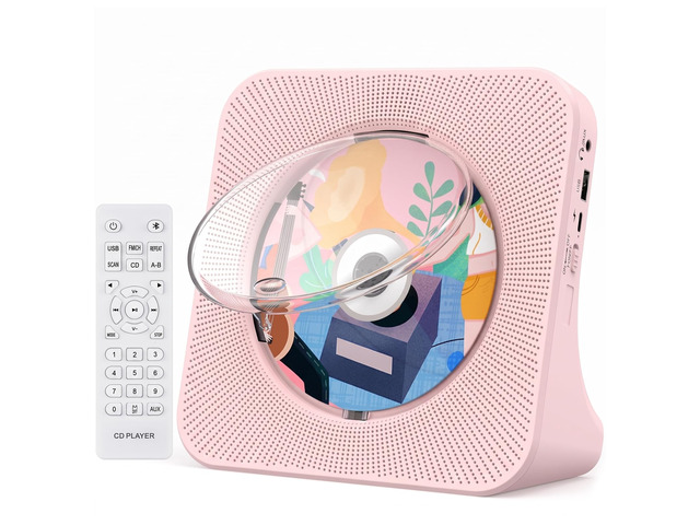 Portable CD Player with Bluetooth for Home, Hi-Fi Speaker,FM Radio Plug-in desktop use,2-way Bluetooth mode, 3W speakers,Remote control,sleep...