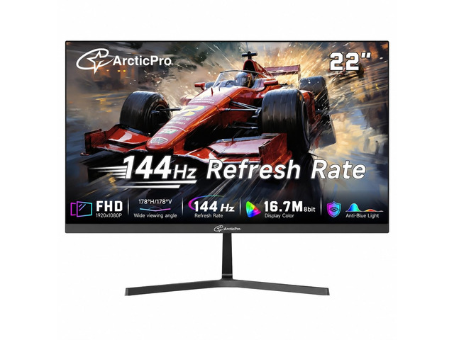 22 Inch Monitor 144Hz 120Hz, FHD 1080p Gaming Monitor, VESA Computer Monitor, 99% sRGB, 4000:1 Contrast, 3-Sided Frameless, Ultra Slim, LowBlue...