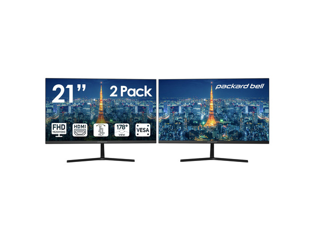 airFrame 21' FHD Monitor, 1920x1080, Ultrawide, VESA Mount, Tilt Adjust, HDMI/VGA, Slim Bezel, for Home, Office, and Light Gaming - 2 Pack