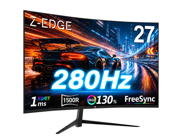 Z-Edge 27 inch Curved Gaming Monitor, 1080P 280Hz 240Hz Computer Screen FHD Monitor Gaming, 1500R, MPRT 1ms, FreeSync, 350nits, 4000:1 Contrast,...